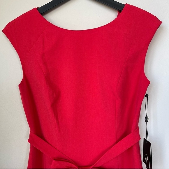 Adrianna Papell Red Bow Belted Sheath Dress Petite Size 6P - Picture 7 of 13